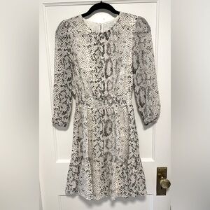 J.Crew Charcoal/Taupe/Ivory snake print dress, size XXS, EUC